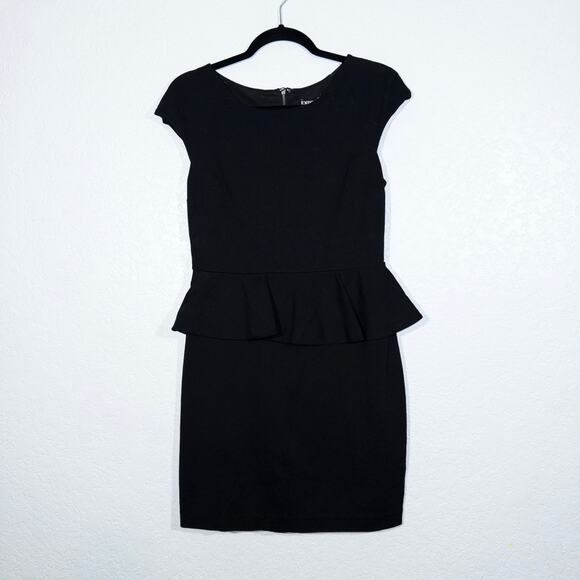 Express Black Peplum Lace Back Pencil‎ Dress Size 8 - Picture 1 of 7